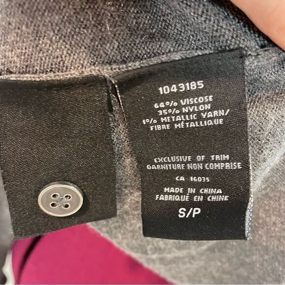 Nicole Miller Gray Button Up Cardigan with Lurex Silver Threads - Picture 9 of 12